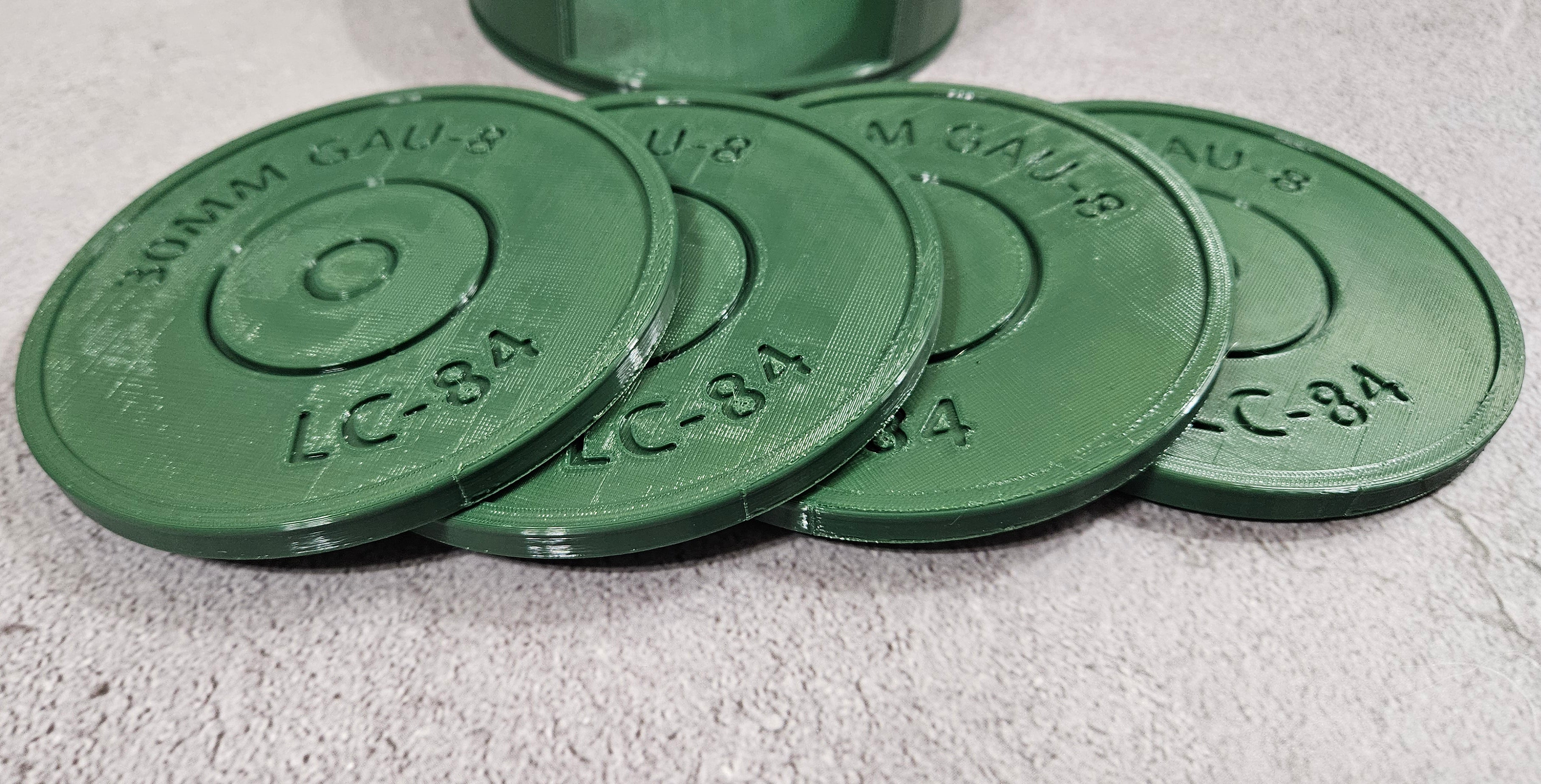 30mm GAU-8 Ammo Style Drink Coasters - Inset style