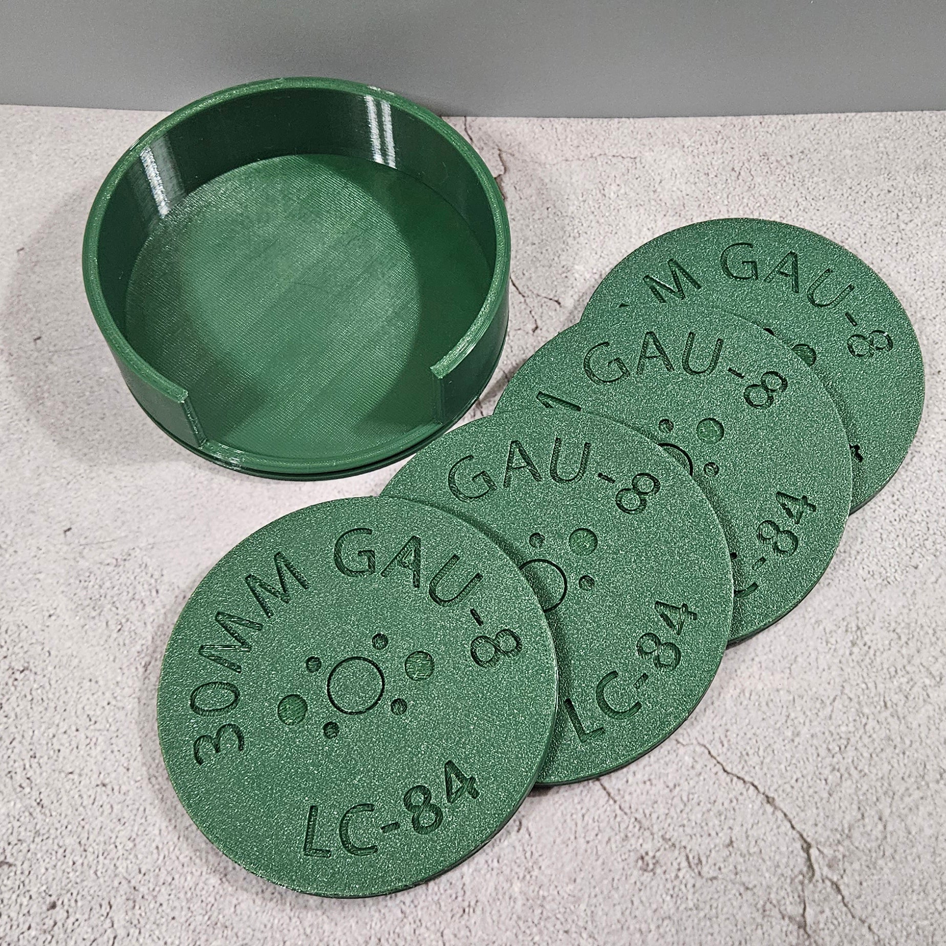 30mm GAU-8 Ammo Style Drink Coasters - Flat Style